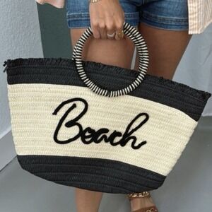 Black & Tan‎ Twill Beach Handbag Tote